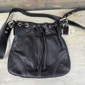 Coach 9463 Black Small Vintage Soho Y2K Leather Drawstring Crossbody Purse